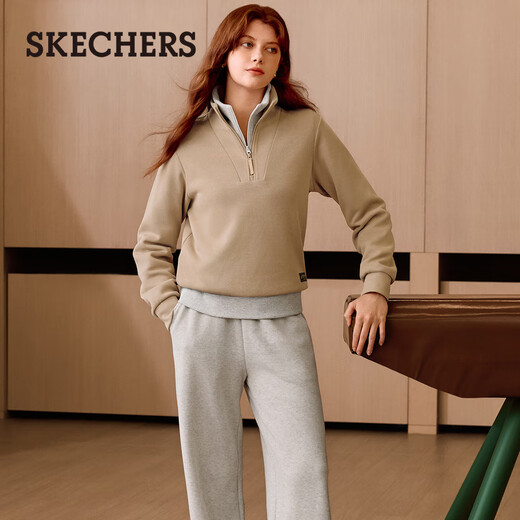 Skechers knitted pullover sweatshirt for women 2025 autumn new long-sleeved jacket casual sportswear L425W012