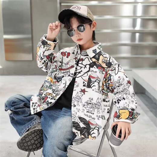 Children's clothing boys' shirts 2025 new spring and autumn models for middle and large children autumn handsome autumn shirts boys long-sleeved trendy white 140