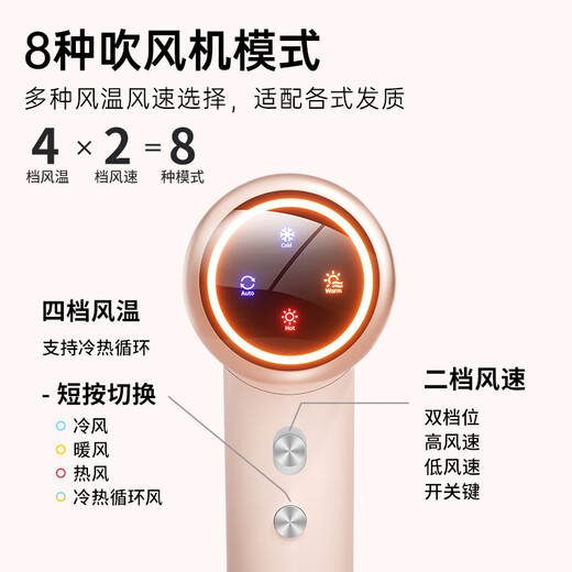 CARVNRLY high-speed hair dryer household plasma hair dryer, strong wind, quick drying, no hair damage, low noise, portable HM01 sea ice blue bare metal version, high-speed maintenance