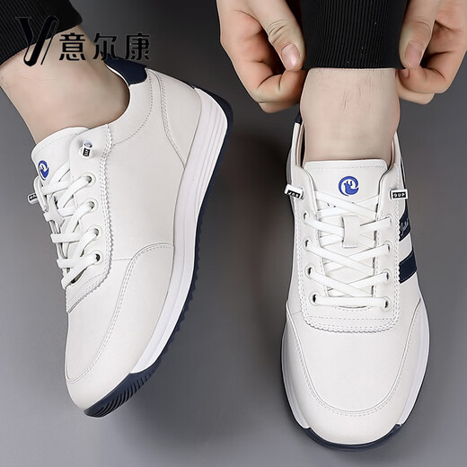 Yierkang 2025 primavera nuevos zapatos para hombres estilo coreano de cuero genuino suela sin deslizamiento de zapatillas casuales de zapatillas forrest gump shoes hombres yek.sj7371 negro 40