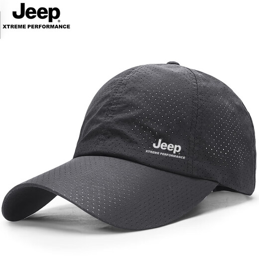 JEEP summer sun protection hat outdoor sports UV mesh breathable quick dry baseball hat men's sun hat baseball hat black L [56-60cm]