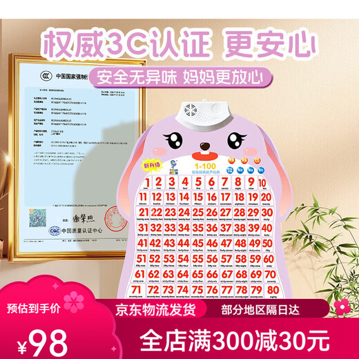 浮造宝宝有声早教挂图儿童点读识字数字学习玩具拼音字母表墙贴 3张组合果蔬+动物+人物送电池+