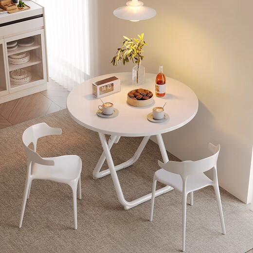 Chibalun home dining table small apartment cream white dining square table rental house light portable stall milk tea shop folding table