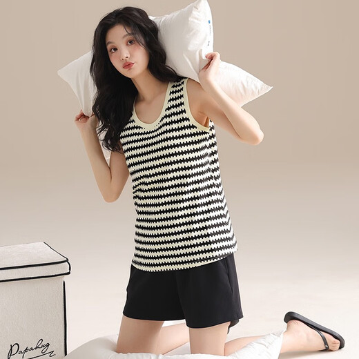 依慕琪纯棉睡衣套装女夏季新款可外穿背心短裤家居服两件套日系ins cke-w6169a L