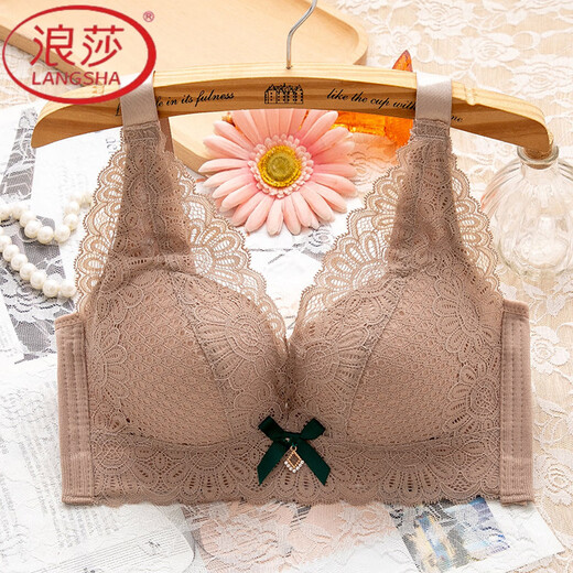 Langsha (Langsha) Pestes en dentelle de sous-vêtements Soutien supérieur confortable et soutien-gorge anti-sac sans anneaux en acier rassemblant un soutien-gorge épais a l'air de gros style mince sexy 918 70a 32b