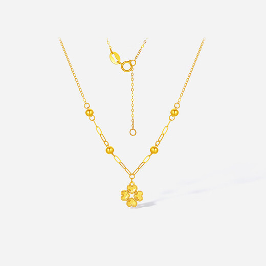 Saturday blessing yellow 18K gold love four-leaf clover necklace girl birthday gift C0616327 40+5cm