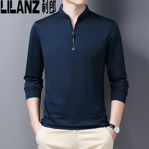 T-shirt Lilang Stand-Up Colrt Men à manches longues à manches à manches à manches longues pour hommes minces HEMPS HEPS 2023 New Spring Sweats Sweat Sweat Spring and Automne Base 6623 Baolan M 165_
