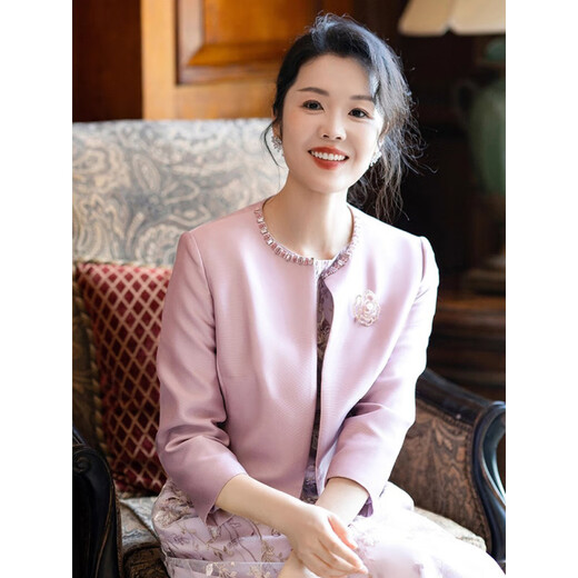 Rich collar's National Day daughter's wedding, mother's wear high-end dress, autumn noble wedding banquet, short sleeve embroidered dress XL