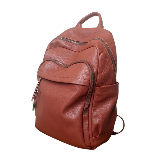 欧伦驰（OULUNCHI）轻奢高端真皮双肩包商务出差旅行男士电脑背包头层牛皮书包 黑色 30*14*42CM