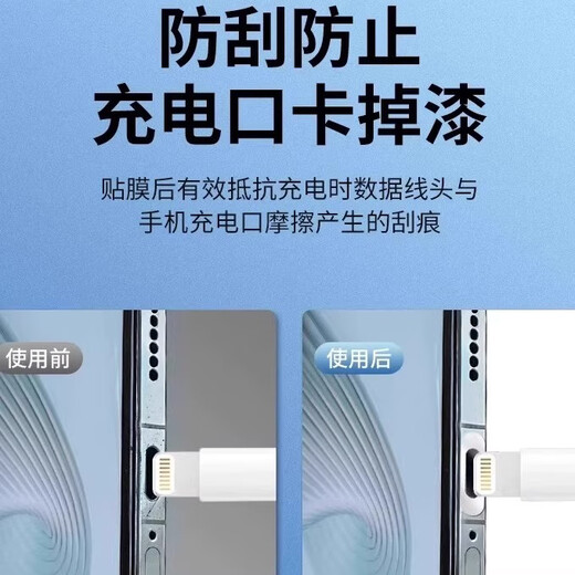 Chenzu is suitable for Apple 17 Pro max mobile phone charging port protective film, charging tail socket affixed with metal anti-scratch film, iPhone metal data port anti-scratch protector, anti-dust plug, silver 2 pieces, metal charging port film + gifts