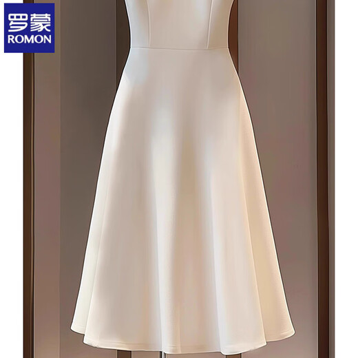 Romont French dress for women 2025 new style dignified and elegant designer chic and beautiful white round neck niche dress white M 100-110Jin Jin is equal to 0.5 kg