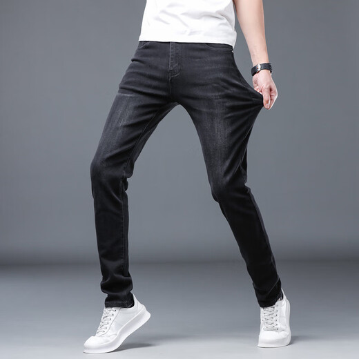Lee Kids Summer New Black Jeans Männer schlanke Füße Trendy Elastichose Mode lange Hose schwarz 1048 Style regulär 28 (2 Fuß 1)