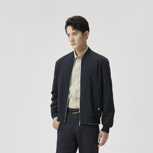 Jinba men's short version simple business casual spring and autumn new jacket men's BKDT1166 dark blue 2XL