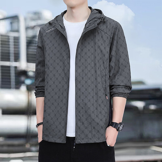 Ropa solar de carpintería de carpintero para hombres de color delgado de hielo de verano para hombres transpirables para el viento al aire libre para hombres de pesca para hombres con protector solar 319 gris claro xxl [recomendado 140-160jin [Jin iguala 0.5 kg]]]