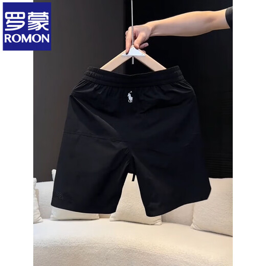 罗蒙（ROMON）速干短裤男士冰丝夏季外穿薄款跑步运动五分裤男款2025新款沙滩裤 乌梅紫色 XL 建议140-155斤