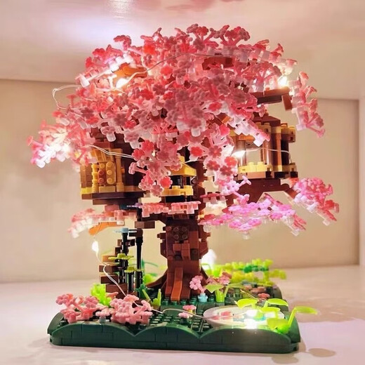 Éléments de construction de cerf Teng avec des blocs de construction à forte difficulté au-dessus de 100 000 particules 2025 NOUVELLE Maison d'arbre avec une difficulté élevée à construire 100 000 particules 18 Creative Tree House [Boad Box] Édition d'éclairage 16854