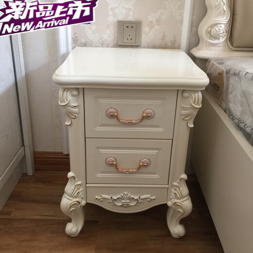 
Mengfusfee European style bedside table European style mini night table simple narrow storage cabinet small bedside cabinet storage cabinet two draw small cabinet 9871 ivory white silver drawing