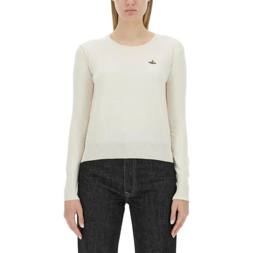 薇薇安·威斯特伍德（Vivienne Westwood）女士百搭套头针织衫中性风简约显瘦气质毛衣秋冬穿搭 Beige 均码 |XS