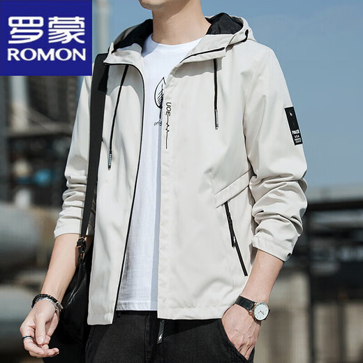 Romon Spring Jacket Herren neuer Frühling und Herbst mit Kapuze mit Kapuzendünner jugendlicher Jacken kurzer Farbjacke K12131 Black M [Empfohlen 100-110jin [Jin gleich 0,5 kg]]]
