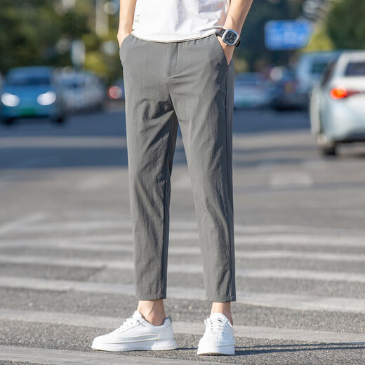 
Jiumuwang khaki nine-point pants men's summer slim ice silk straight versatile thin pants men's 2025 new casual pants khaki-Y9905 khaki-Y9905 28