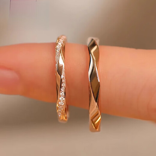Fat Donglai's same style 18k color gold Möbius pair of rings, Jincho color gold Möbius ring, couple's pair of rings, silver one (silver) Möbius ring + rose gift box, opening adjustable
