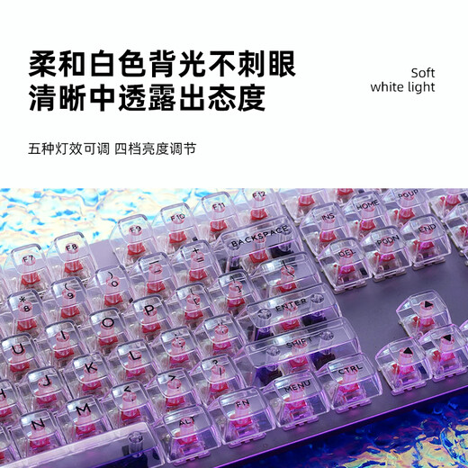 
Logitech K845 wired mechanical keyboard transparent keycap typing computer office green tea shaft e-sports game K845-Frost Blue (keycap independent packaging) official standard x No x 104 key x TTC-Qing shaft