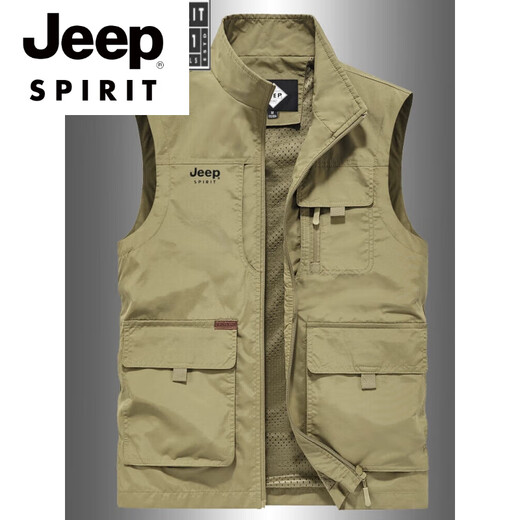 
JEEP SPIRIT high-end brand 2025 spring and autumn vest men multi-pocket middle-aged and elderly photography vest casual fishing workwear horse clip men gray M