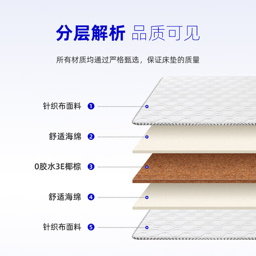 
Original original coconut palm mattress removable thin mattress hard mattress palm mattress 0.9*2.0 meters-thick 8cm E6201