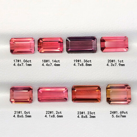 Blue and peaceful Brazilian square powder blue tourmaline emerald cut cherry blossom pink faceted bare stone inlaid with 18K gold ring pendant for women 8 1 carat 1#