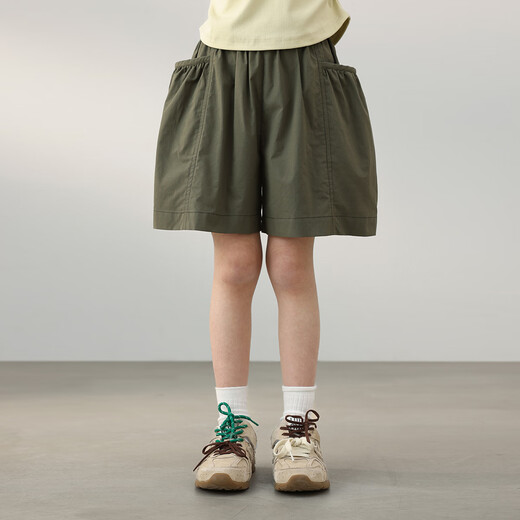 
LUSON Chen Dazhu Girls Shorts Outdoors 2025 New Military Green Work Pants Children's Crop Pants Thin