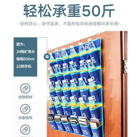 Wilkie mobile phone bag hanging bag mobile phone storage bag wall hanging set wall hanging exam storage training items bag storage classroom blue and yellow mobile phone hanging bag-36 grids