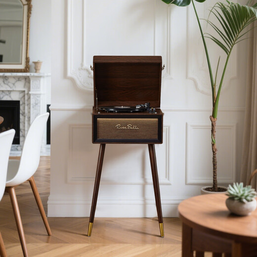 Duhuanshi retro gramophone floor-standing multi-functional LP vinyl record player Nordic antique home HiFi Bluetooth audio decorative ornaments holiday gifts vertical record player + Teresa Teng vinyl record player