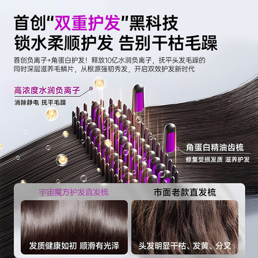 Cosmic Rubik's Cube straight hair comb with negative ions that won't hurt your hair. Wireless inner buckle for straight and curly hair. Dual-purpose portable hairdresser for perming. Electric heating comb. High-ceiling fluffy hair care artifact. Chinese Valentine's Day gift for girlfriend.