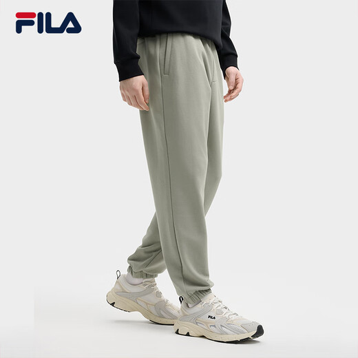 FILA FILA couple style men's and women's trousers 25 autumn and winter new casual loose cuffed sports pants plus velvet to keep warm, green khaki-DK L 175/84A/L