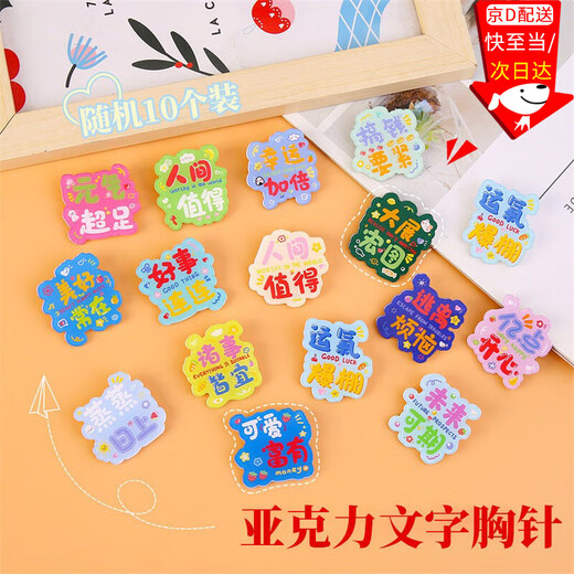 Dongzhitiandi inspirational text brooch, high school entrance examination and college entrance examination inspirational cheering badge, cheering blessings for primary school students graduation gift pin, random inspirational text brooch, 10 pieces
