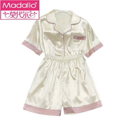 Modal 2025 Neue Eisseide-Pyjamas für Frauen kurzärmelige Sommerdünne Seide für im Freien tragbare Heimkleidung Set Frühling und Sommer FS_9214# Open/Hemd Doppelte Kurzspitzentasche m