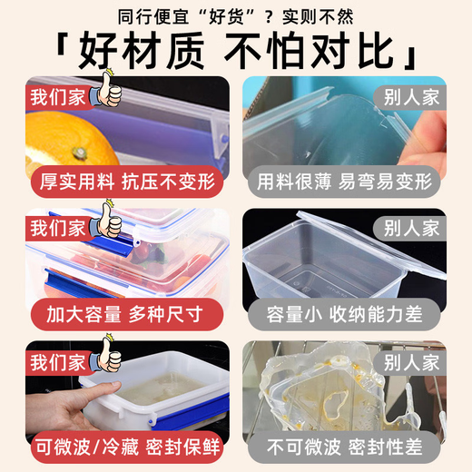 咏幻食品级收纳盒商用保鲜盒冰箱专用塑料密封盒厨房冷藏透明盒子 15L密封款9902