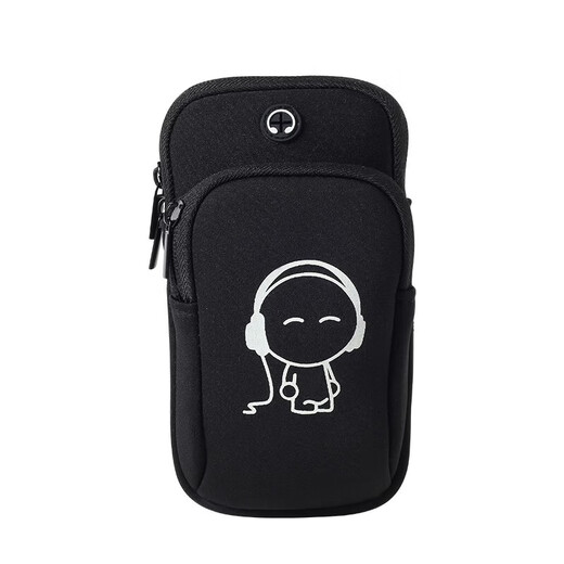LZJV running mobile phone arm bag mobile phone bag clutch cover women's universal wrist fitness men's equipment sports mobile phone arm cover large black (music expert)