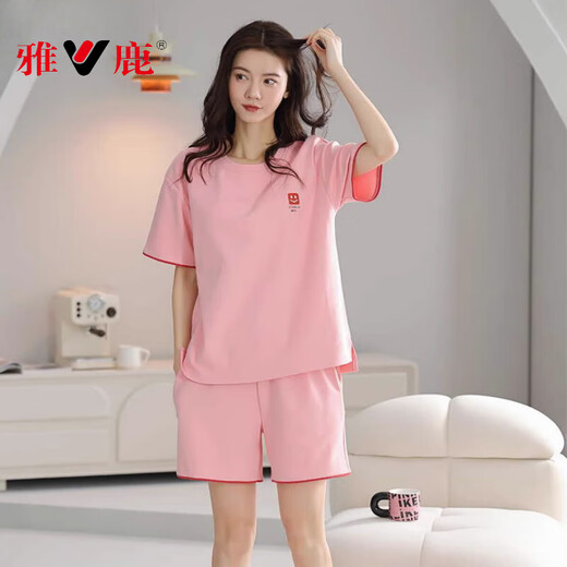 Yalu 2025 new pajamas for women in summer pure cotton short-sleeved sweet casual sports home clothing set Z9859 XL [recommended 120-140Jin [Jin equals 0.5 kg] wear]