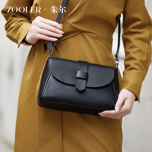 朱尔（ZOOLER）软皮斜挎包时尚中年包包女2025新款春夏女士单肩包真皮妈妈包 大气黑【柔软头层牛皮-成熟大气