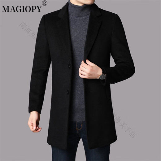 Magiopy Light Luxury High-End Trait Jacket for Men 2025 Spring New informal de dos botones Caqueta de lana a mitad de longitud 180 XL