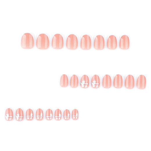 White spring hand-wearing nail short square armor French white edge nail art nail sheet white flower fake nail nail JP3884
