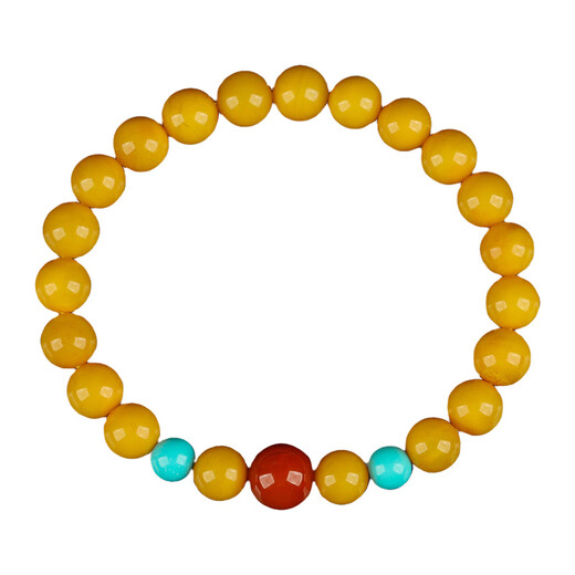 OUCERNY beeswax bracelet natural amber raw stone full of honey chicken oil yellow old beeswax round beads south red multi-treasure diy cultural toy bracelet
