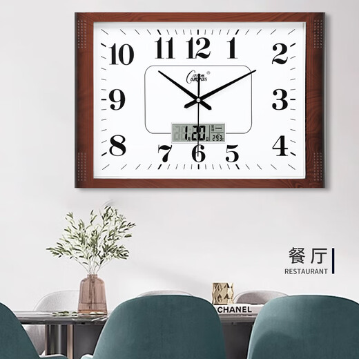 Combasi Reloj de pared Reloj Ratio cuadrado Simple Reloj Home Office Hanging Watch Calendario de reloj de cuarzo electrónico Home Use 6626 Silver Grey Calendar 49*34 cm