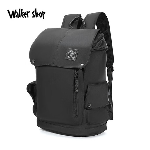 Walker Shop双肩包男士2025新款潮流商务电脑包时尚休闲学生书包大容量旅行包 黑色
