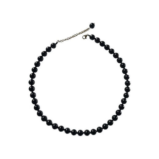 DL 1998 Pangdonglai Quality 7A Grade Natural Black Agate Niche Niche Collier perlé personnalisé Personnalise Candarbone Chain Sent Network Black Agate 1047