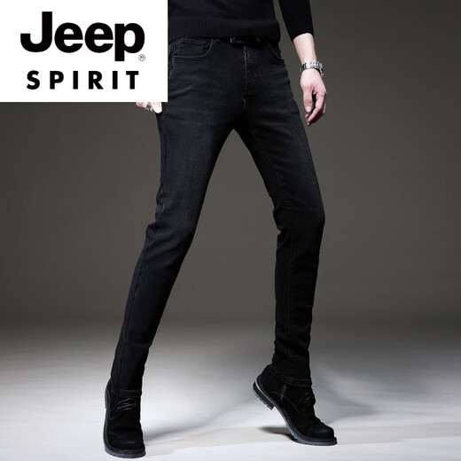 Jeep Spirit Summer Trend European Black High-End-Jeans Männer koreanische Stil kleine Füße Hosen Trendy Brand Stretch Männer lässig Hosen 1048 Schwarz regulär 28