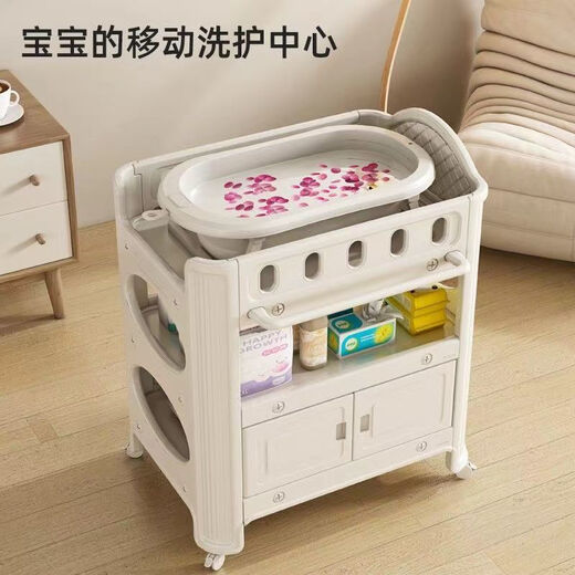 万合鹿婴儿尿布台宝宝抚触护理台换尿布可移动新生儿洗浴婴儿床 环保材质HDPE+零甲醛用得放心 普通款*基础[无配]