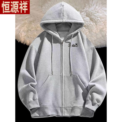 Hengyuanxiang Velvet Cardigan simple para mujeres en otoño e invierno 2025 Nueva chaqueta con capucha impresa casual de moda