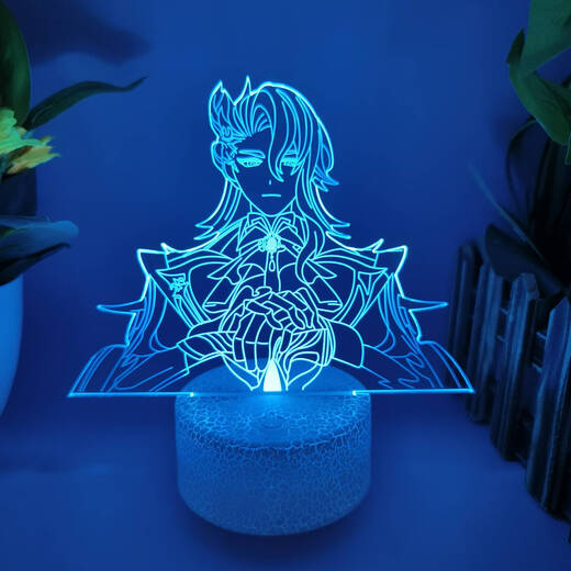 Yusen yi Genshin Impact Peripheral Funinga Model Batterie Dual-Gebrauch kreatives Schlafzimmer Ornament Geburtstagsgeschenk USB Night Light 3879 Lei Ze monochrom warmes gelbes Licht USB-Plug-In Verwendung kein Schalter
